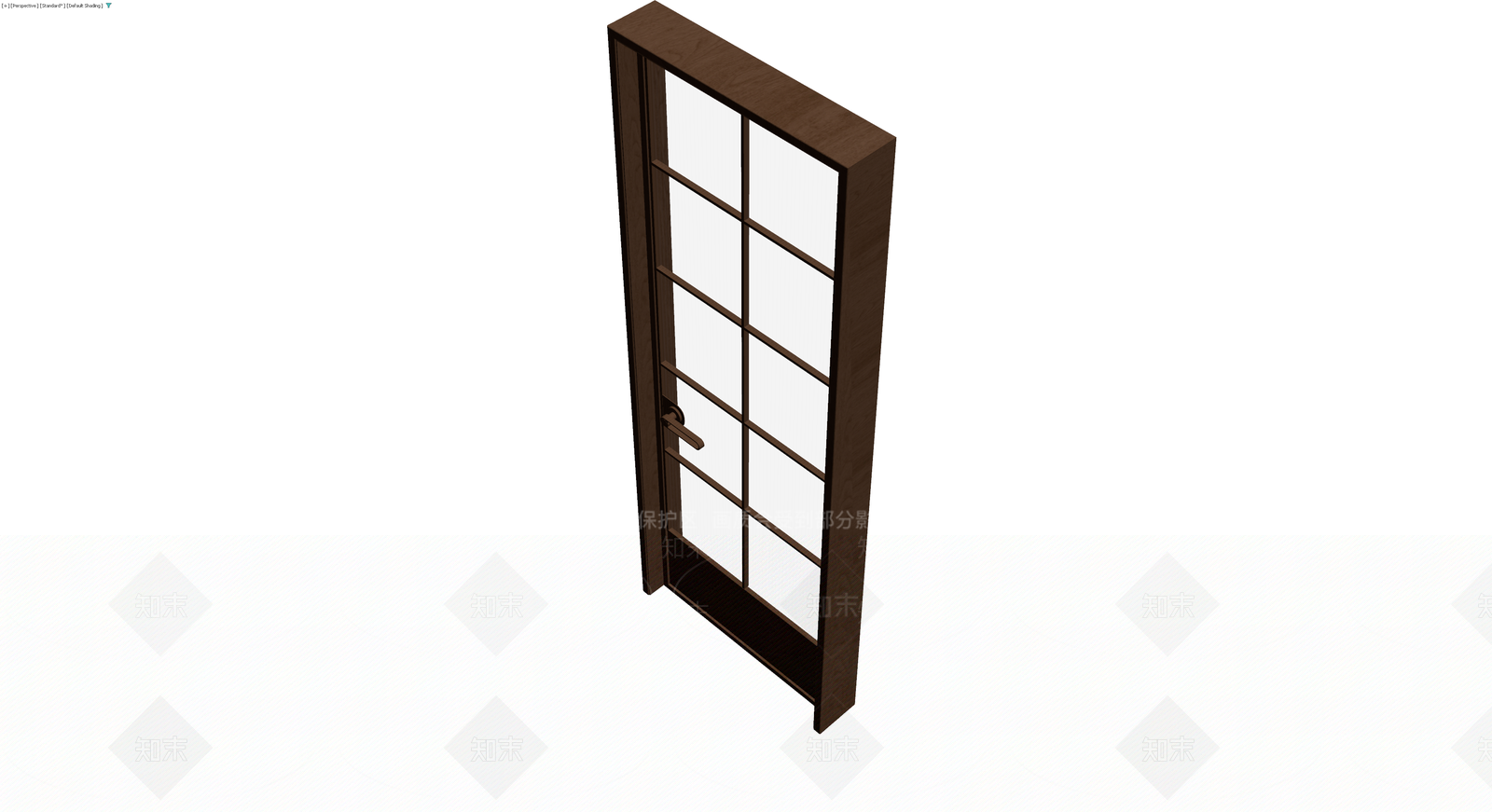 深色木质格纹玻璃门3D模型下载【ID:1230774236】