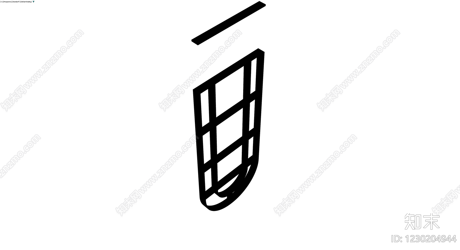 黑框拱形落地格栅屏风3D模型下载【ID:1230204944】