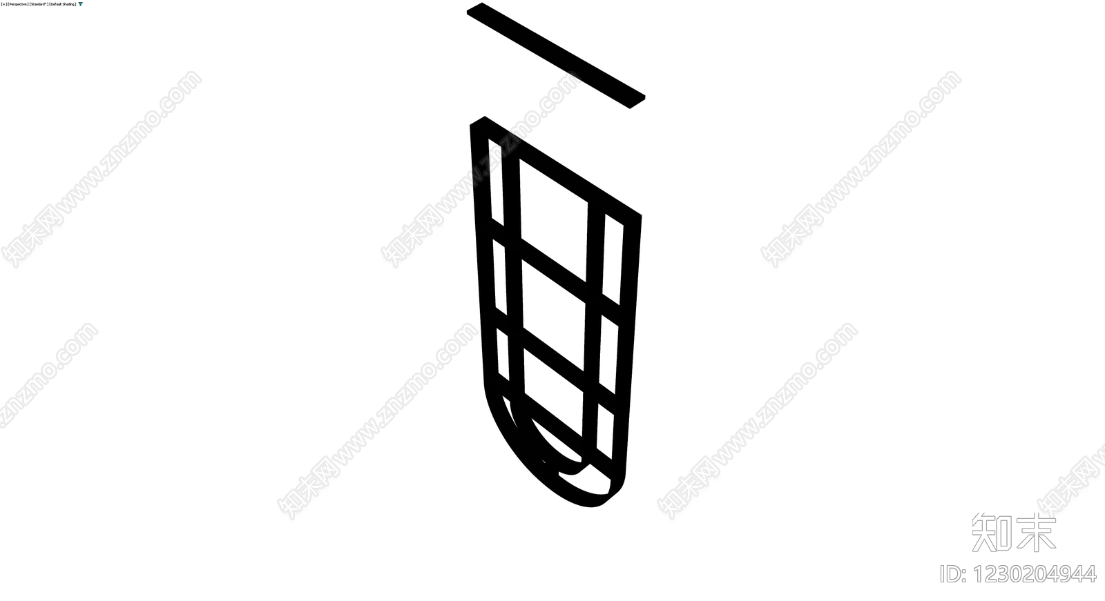 黑框拱形落地格栅屏风3D模型下载【ID:1230204944】