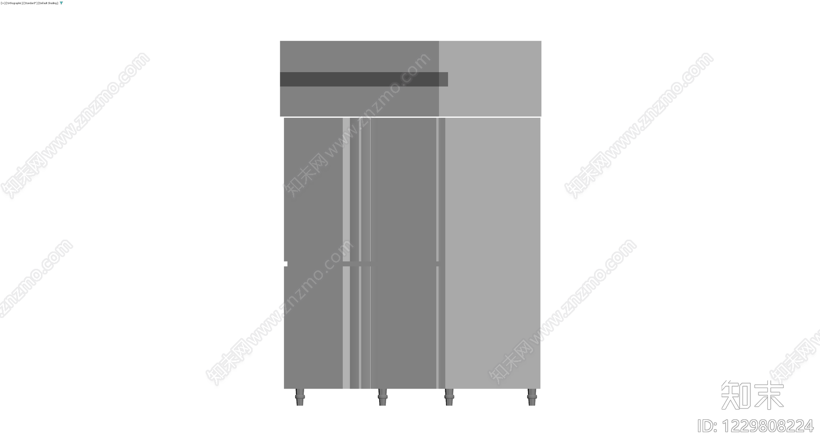 法式双开门冰箱灰模3D模型下载【ID:1229808224】