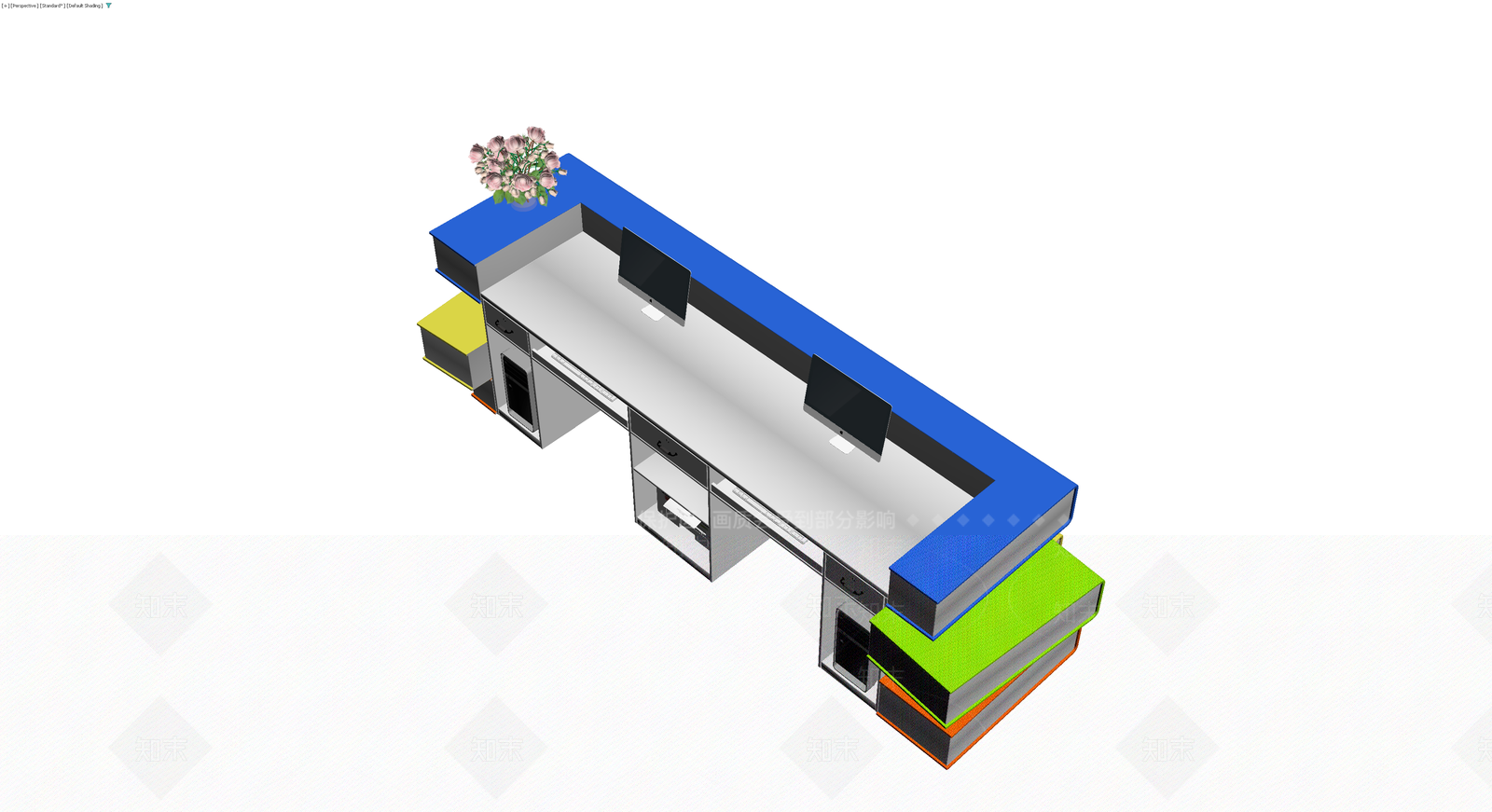 L型组合办公桌3D模型下载【ID:1230778173】