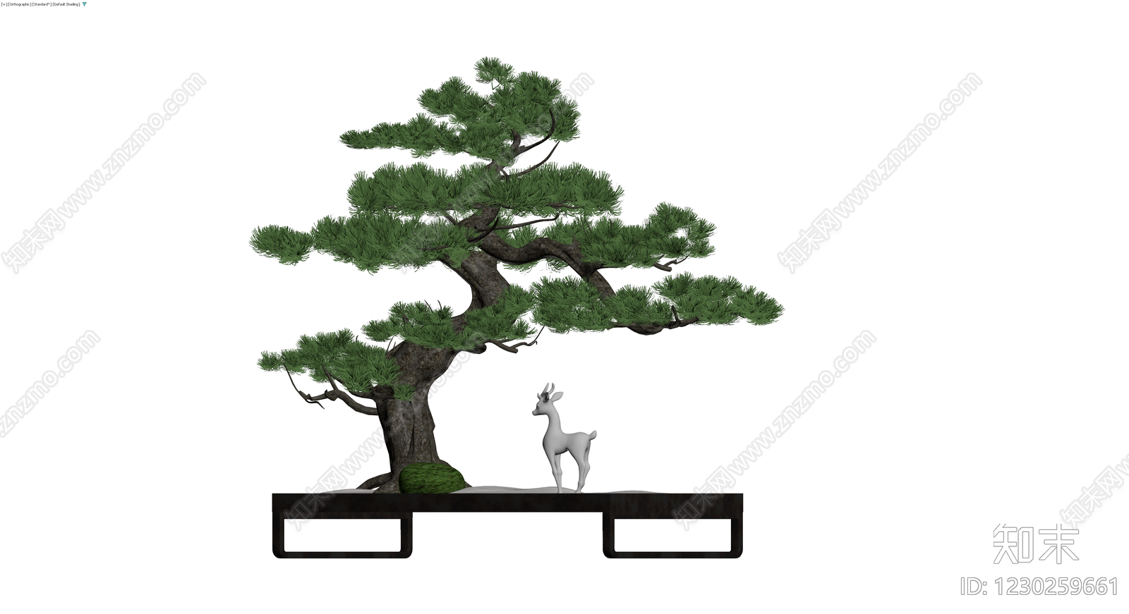 松树鹿景微缩盆景3D模型下载【ID:1230259661】