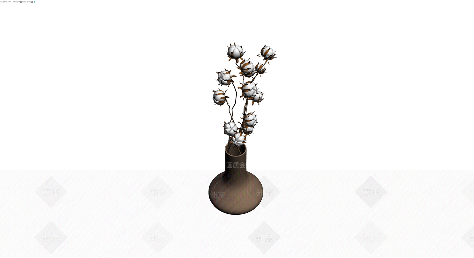 陶罐插棉花干花3D模型下载【ID:1230787792】