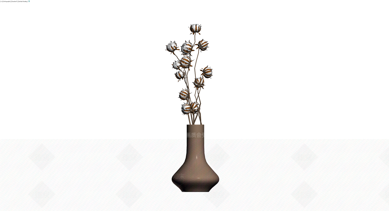 陶罐插棉花干花3D模型下载【ID:1230787792】