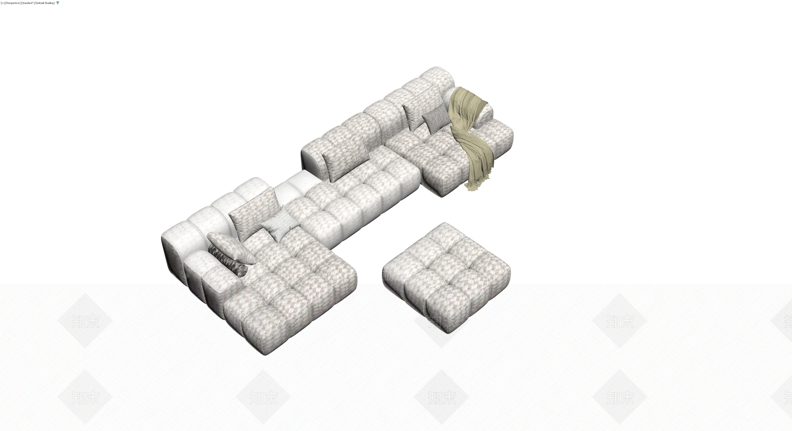 模块化布艺沙发组合3D模型下载【ID:1230143978】