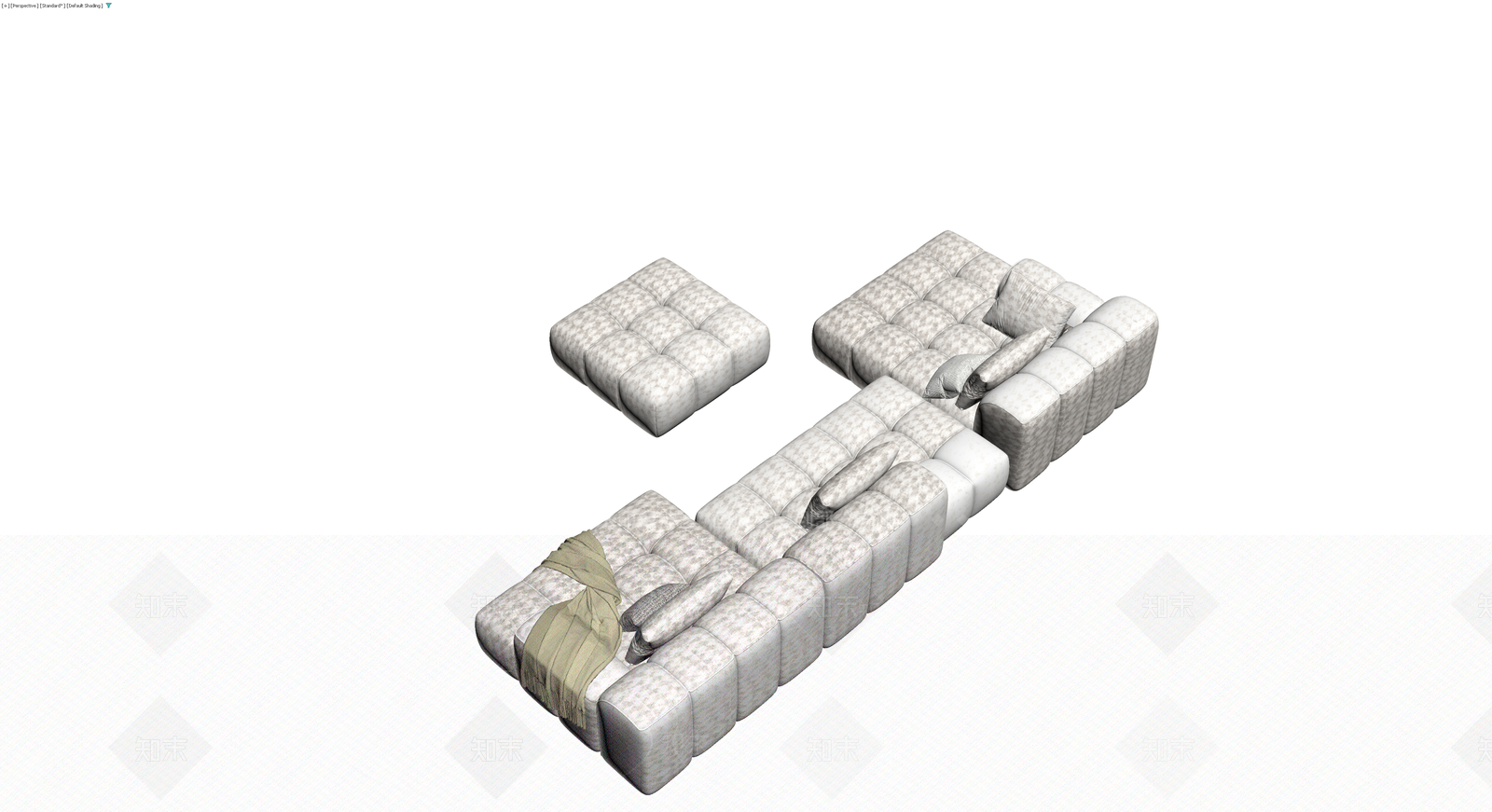 模块化布艺沙发组合3D模型下载【ID:1230143978】