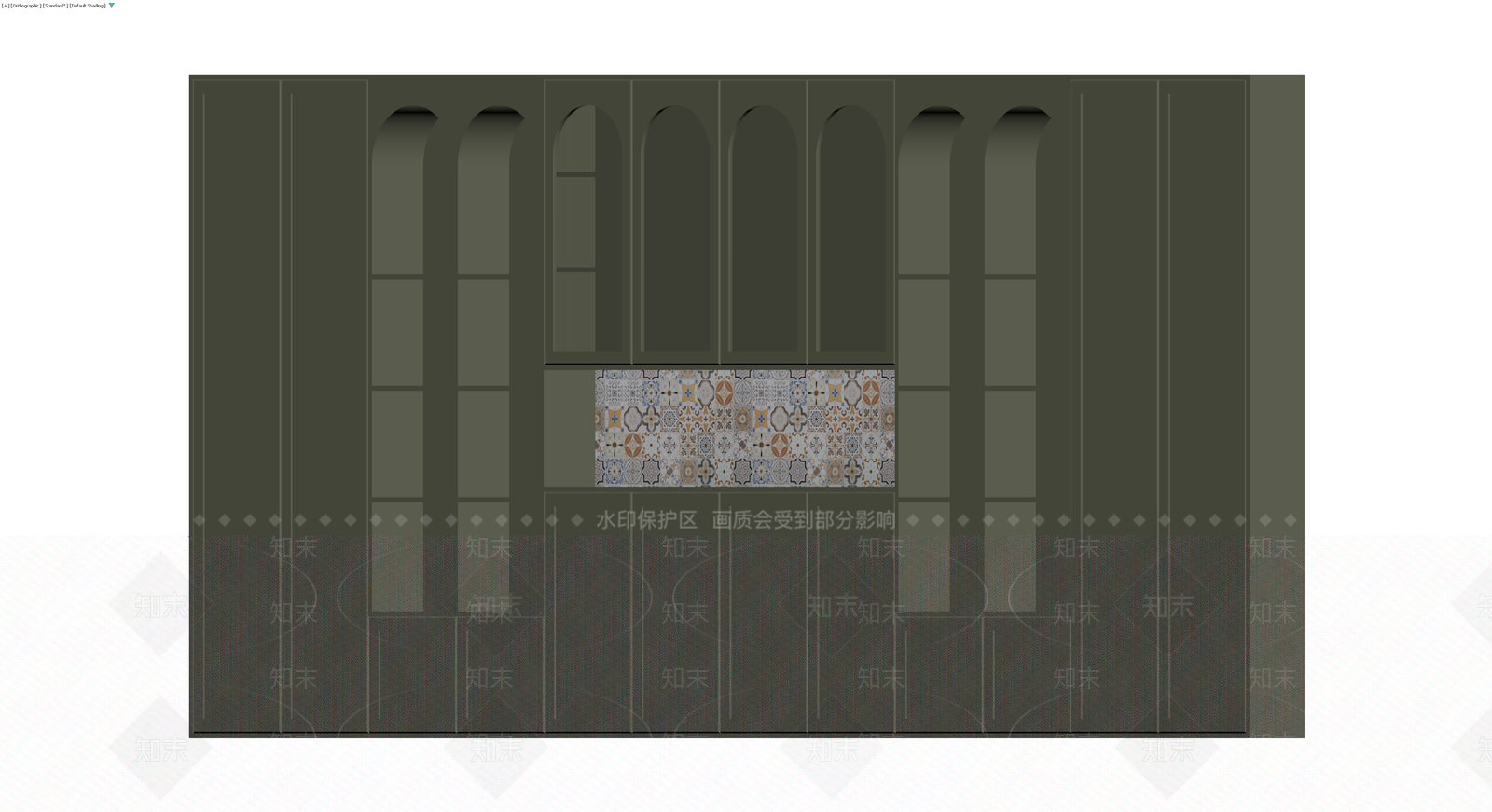 深绿色拱形组合书柜3D模型下载【ID:1230376590】