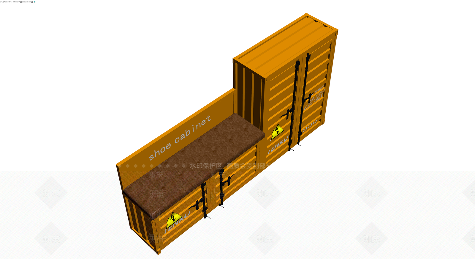 集装箱风格鞋柜组合3D模型下载【ID:1230407995】