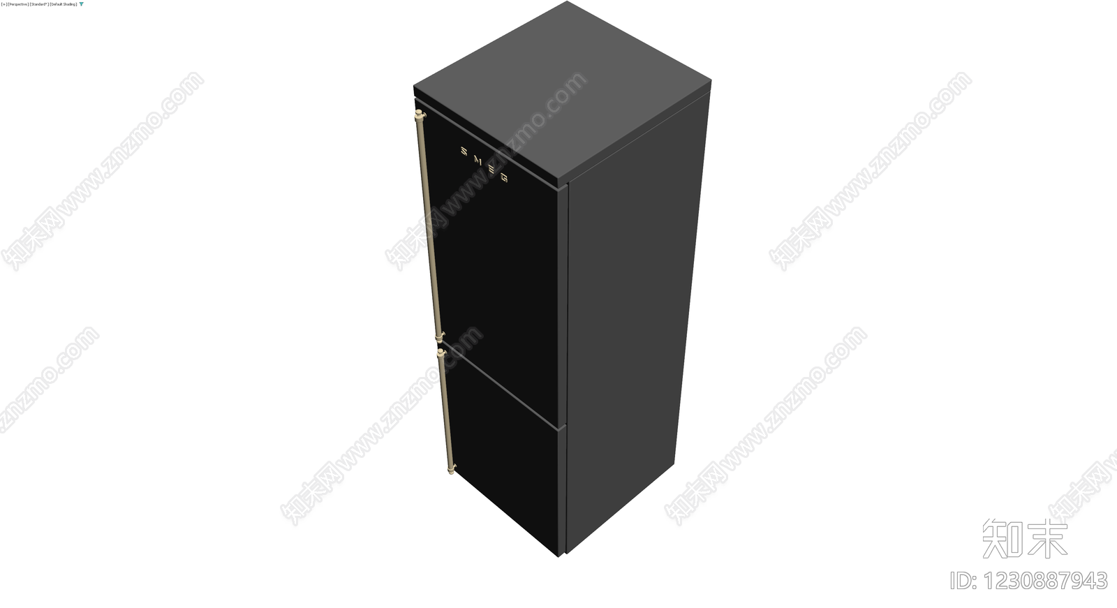 黑色复古双门冰箱3D模型下载【ID:1230887943】