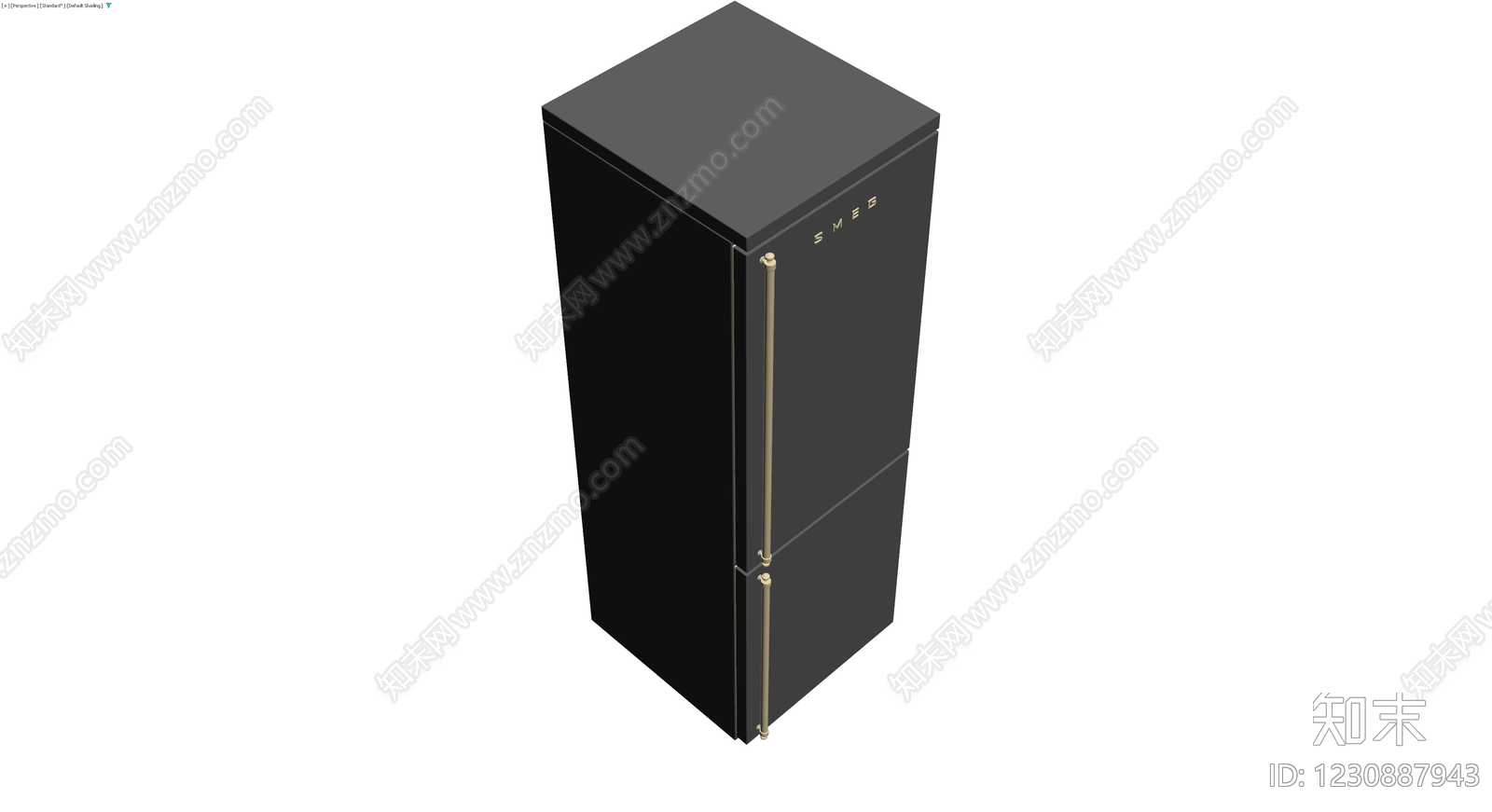 黑色复古双门冰箱3D模型下载【ID:1230887943】