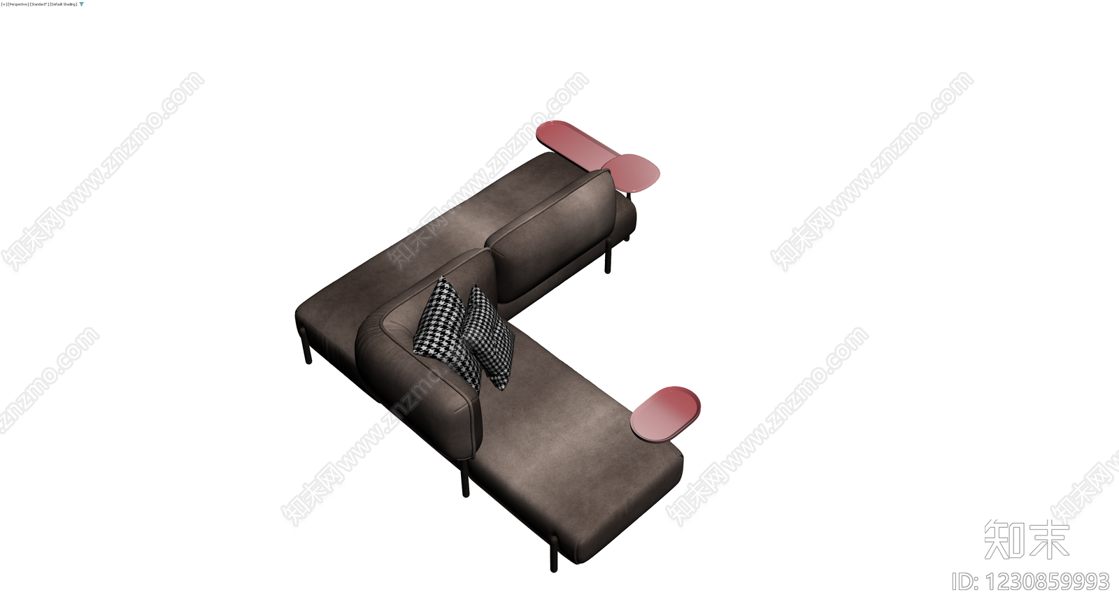 深灰布艺组合沙发3D模型下载【ID:1230859993】