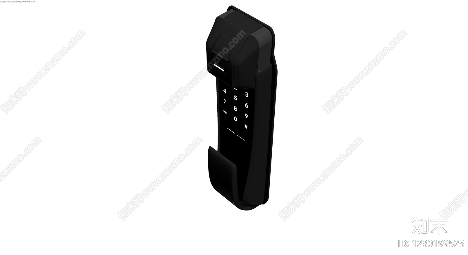 黑色智能密码门锁3D模型下载【ID:1230199525】