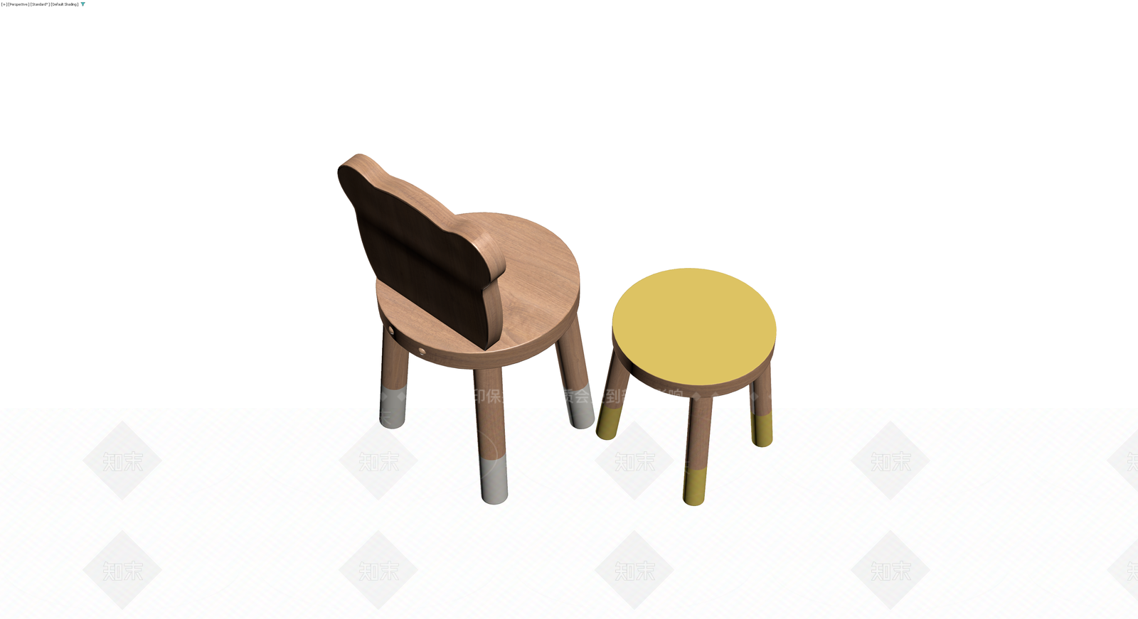 儿童木质桌椅组合3D模型下载【ID:1230753735】