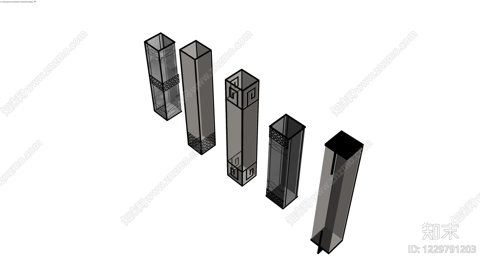 中式装饰立柱组合3D模型下载【ID:1229791203】