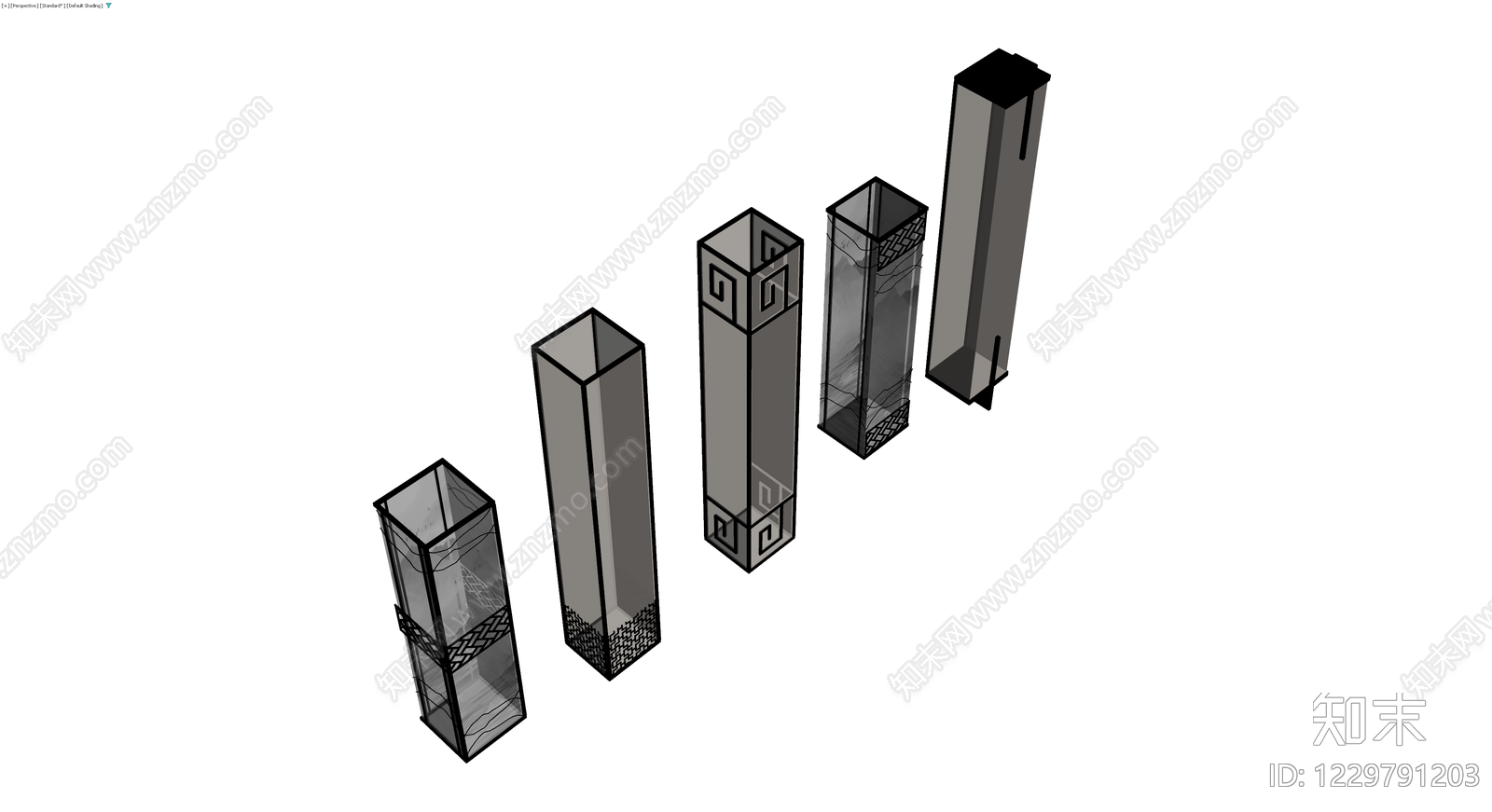 中式装饰立柱组合3D模型下载【ID:1229791203】