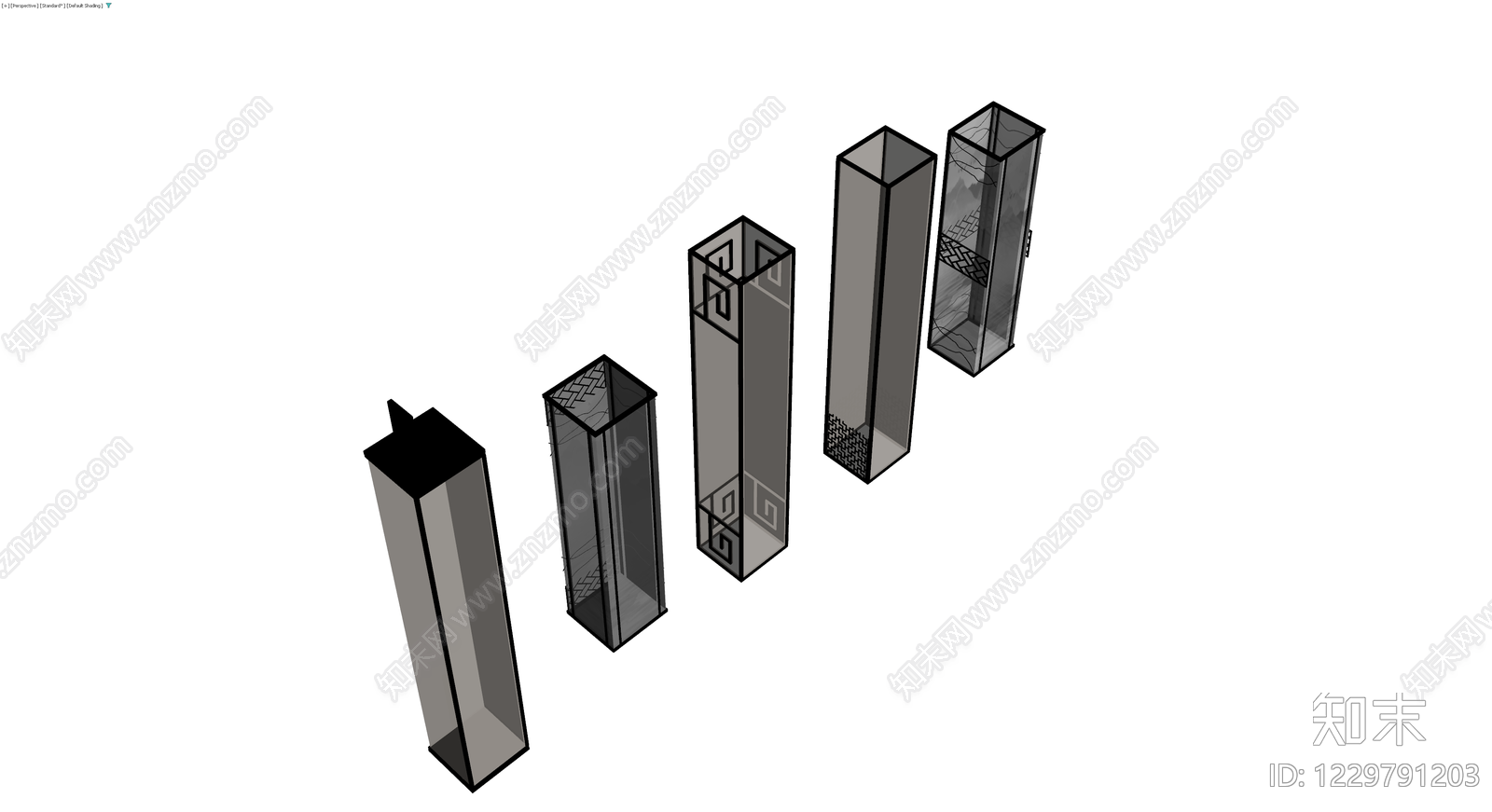 中式装饰立柱组合3D模型下载【ID:1229791203】