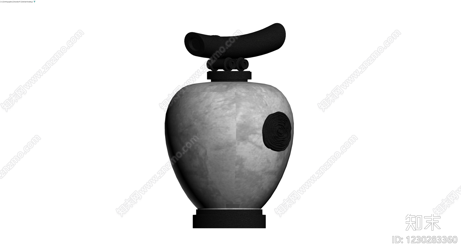 黑把手灰身陶瓷罐3D模型下载【ID:1230283360】