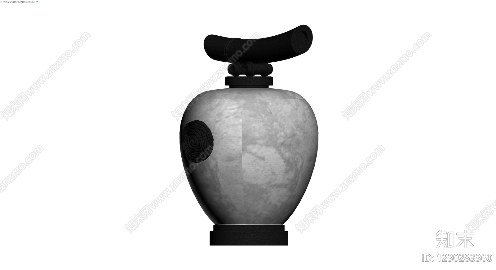 黑把手灰身陶瓷罐3D模型下载【ID:1230283360】