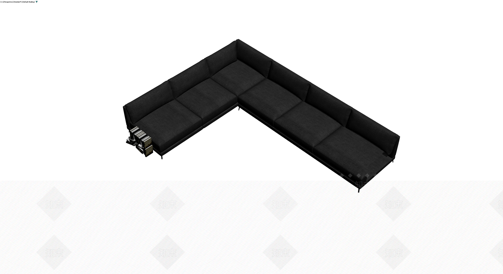 黑色L型布艺沙发组合3D模型下载【ID:1229946054】