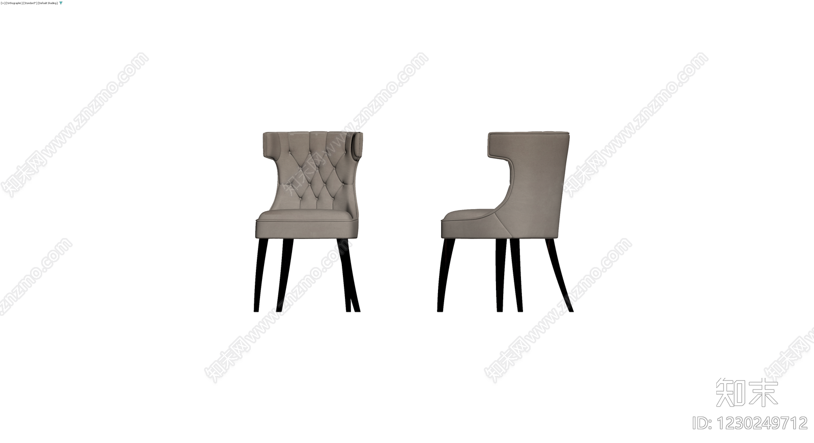 灰色软包餐椅3D模型下载【ID:1230249712】