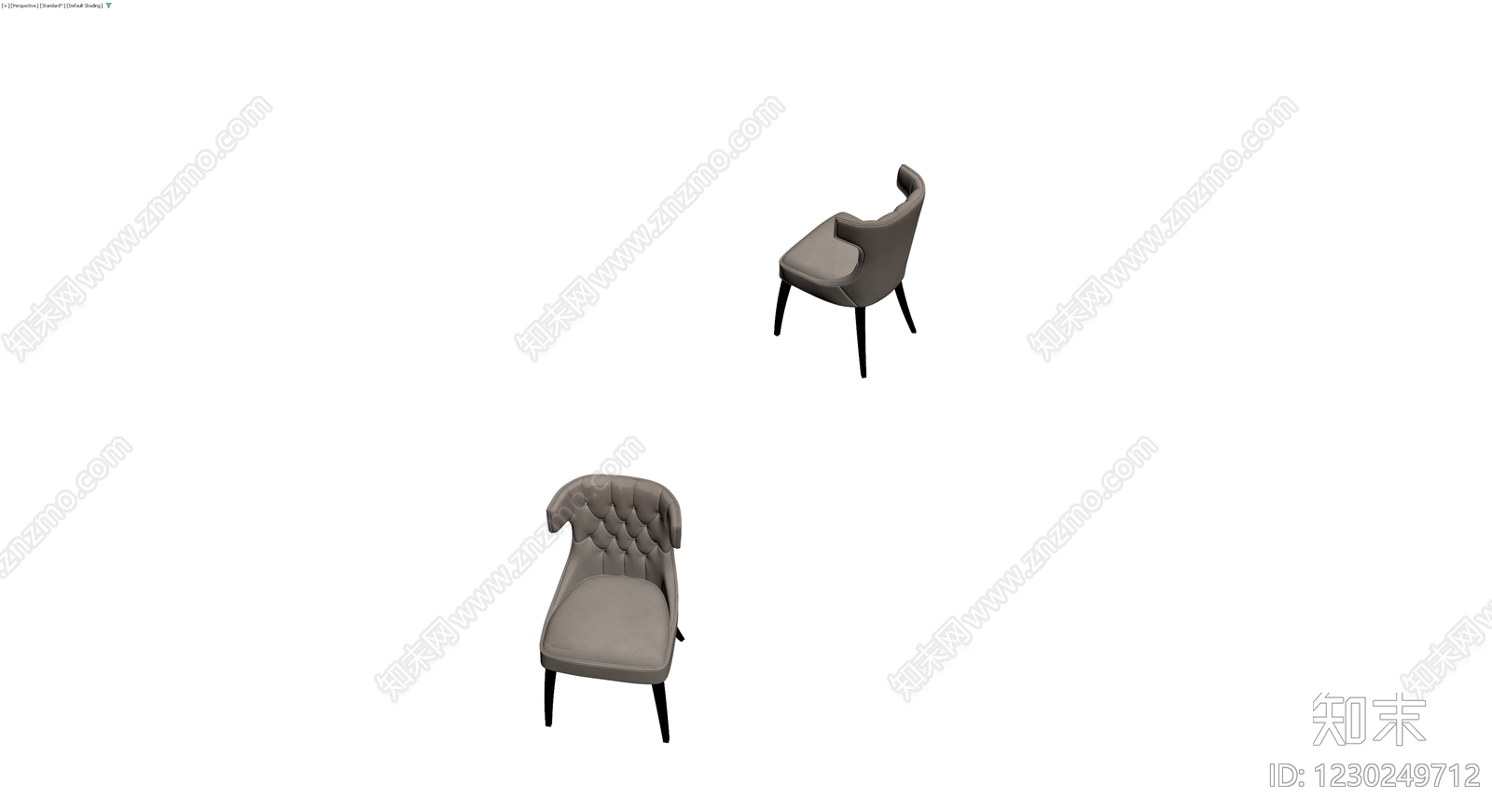灰色软包餐椅3D模型下载【ID:1230249712】