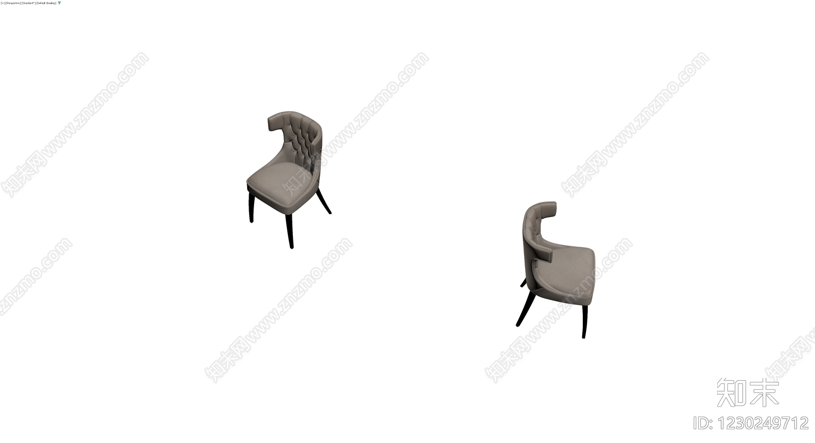 灰色软包餐椅3D模型下载【ID:1230249712】