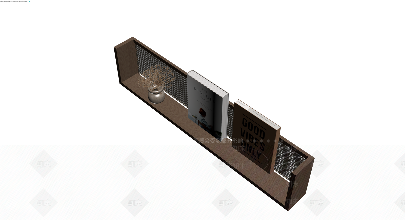 置物架配书籍与花瓶3D模型下载【ID:1229960173】