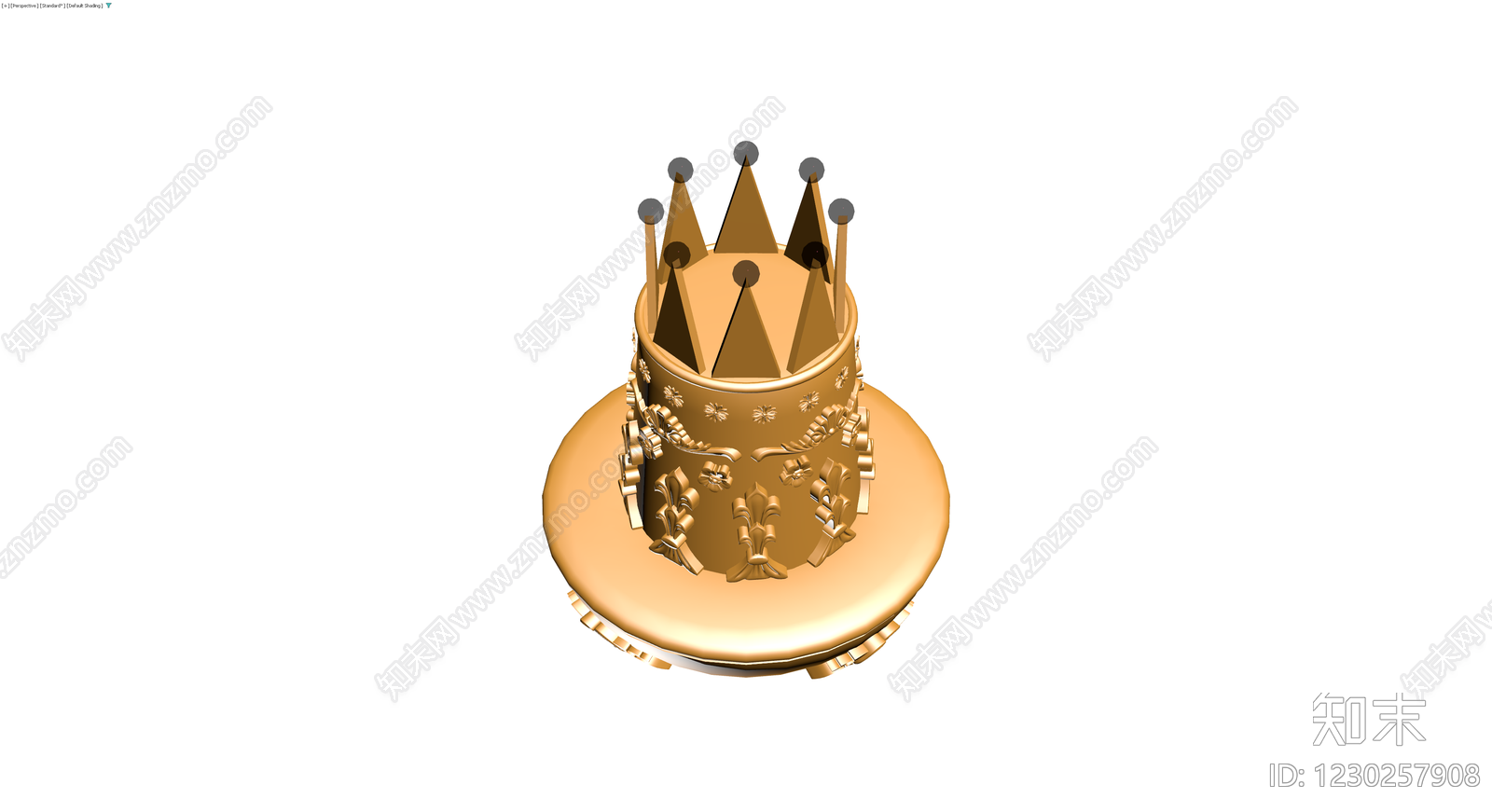 金色皇冠装饰雕塑3D模型下载【ID:1230257908】