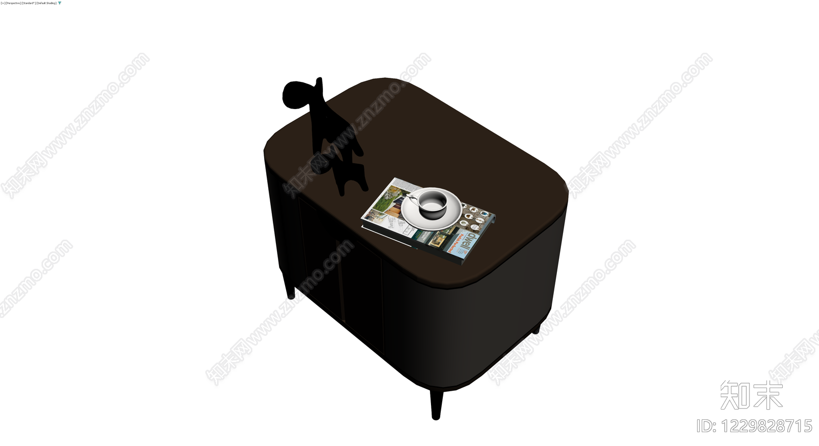 深色储物柜及摆件组合3D模型下载【ID:1229828715】