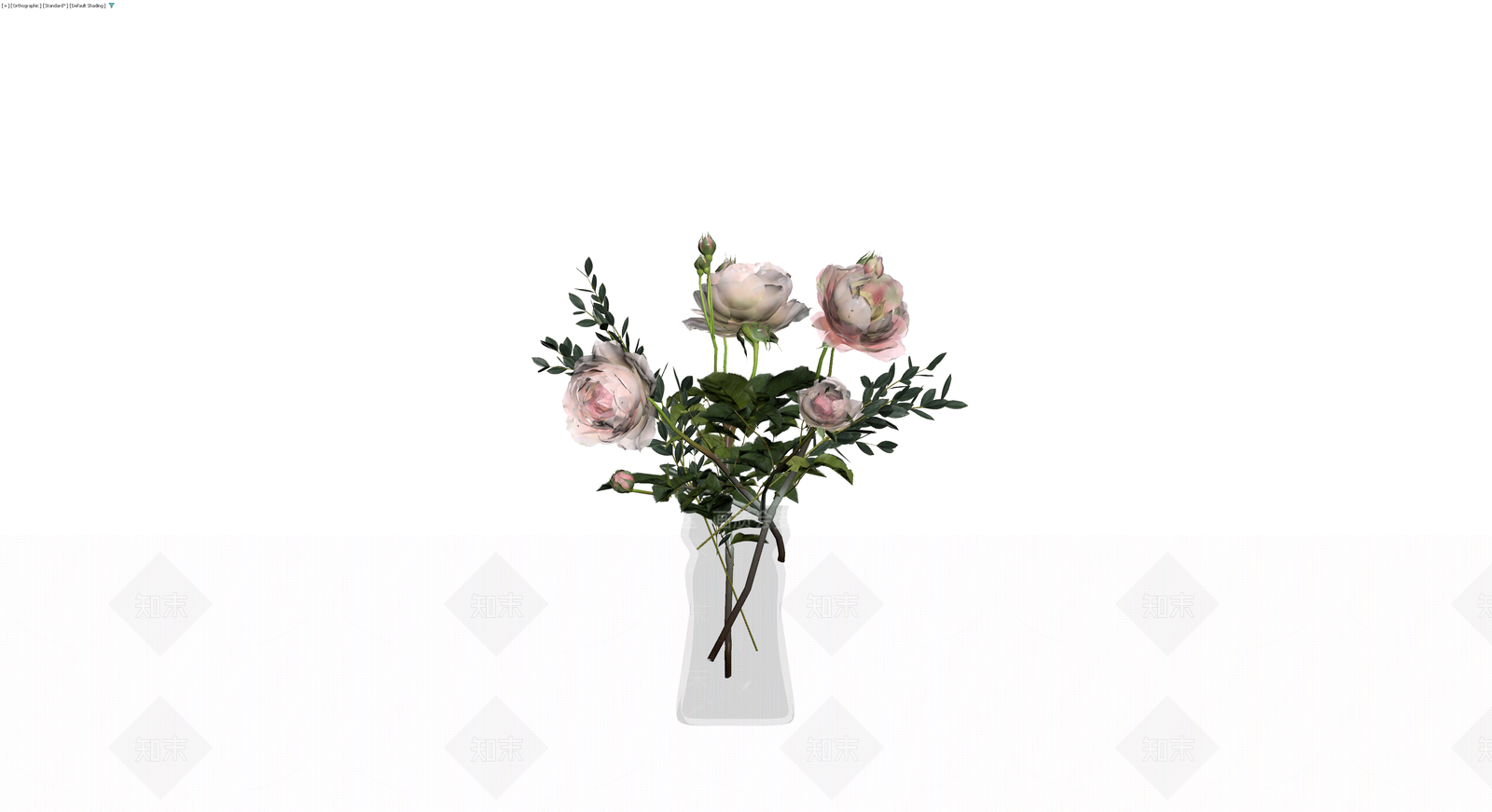 灰瓶粉色玫瑰花束3D模型下载【ID:1229976894】