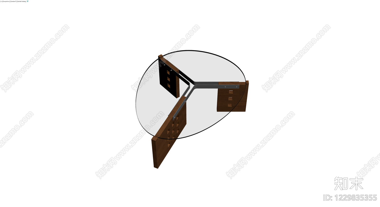 木质镂空玻璃茶几3D模型下载【ID:1229835355】
