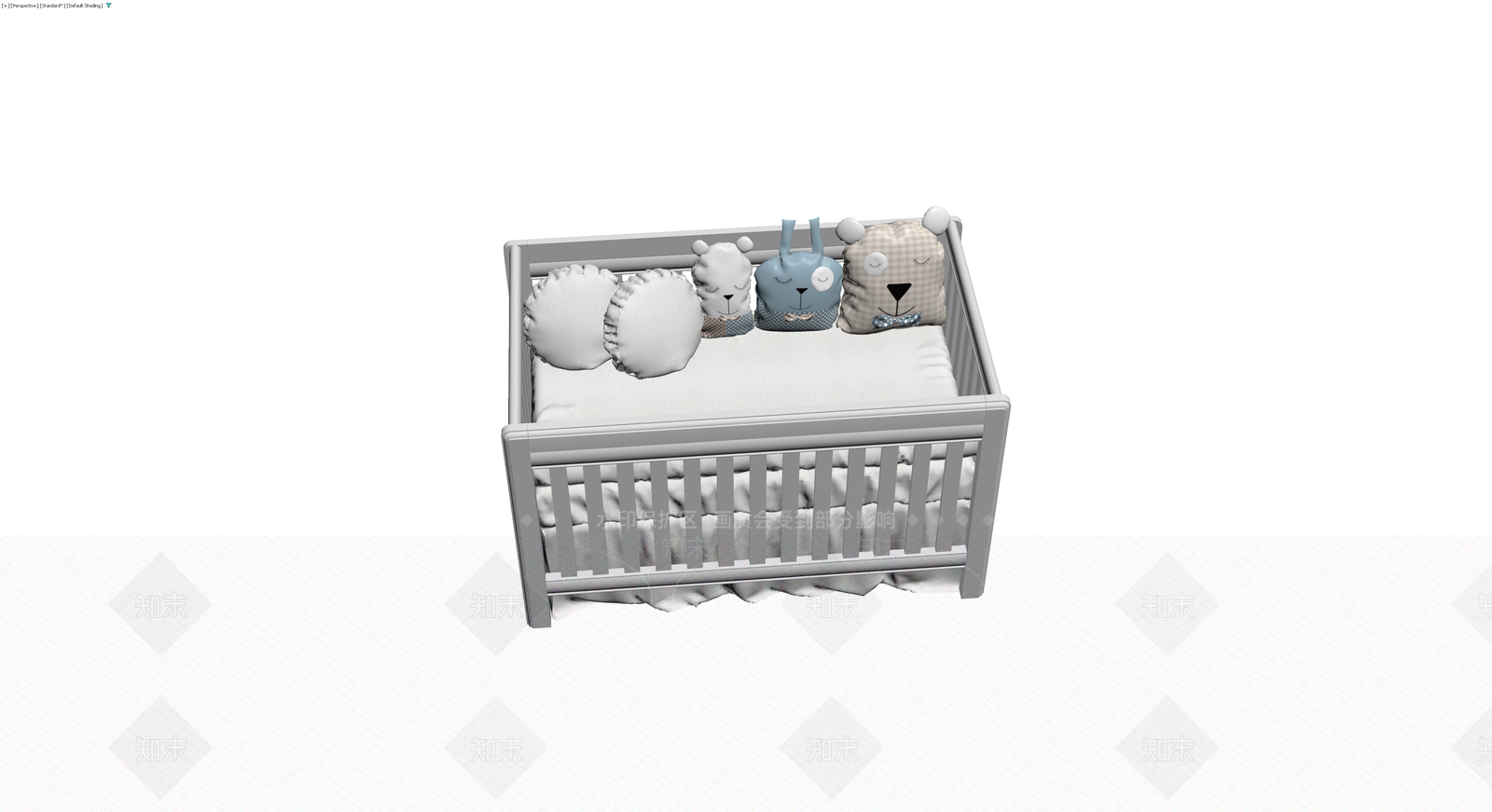 婴儿床及床上用品组合3D模型下载【ID:1230727156】