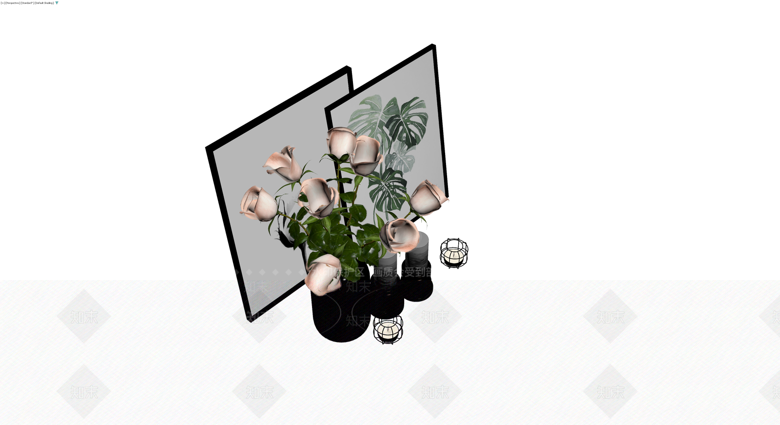 组合装饰摆件（花烛画）3D模型下载【ID:1229665038】