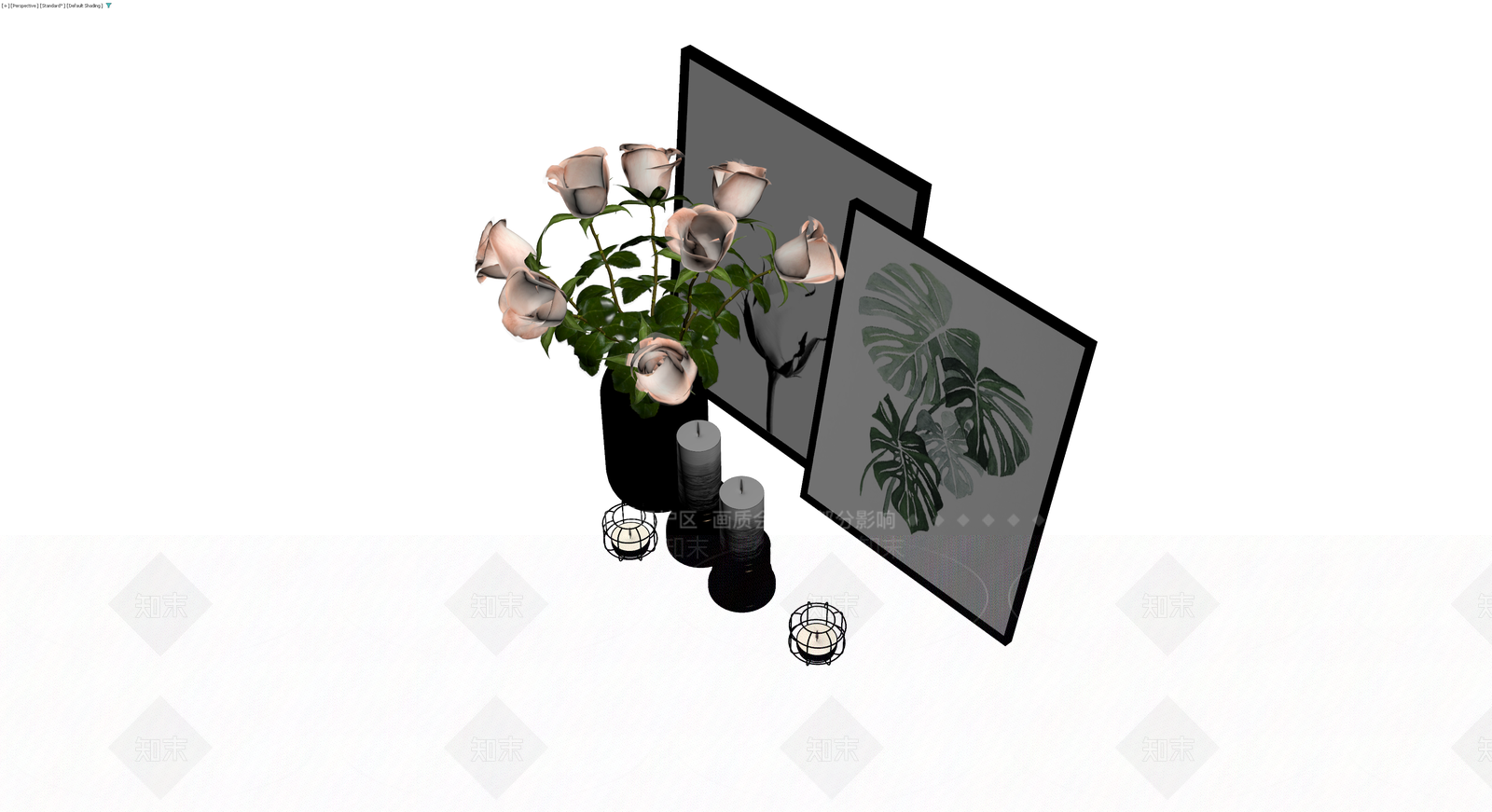 组合装饰摆件（花烛画）3D模型下载【ID:1229665038】