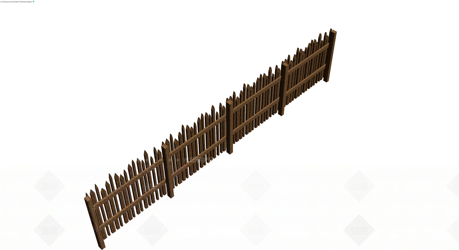 完整木质尖桩围栏3D模型下载【ID:1230398768】