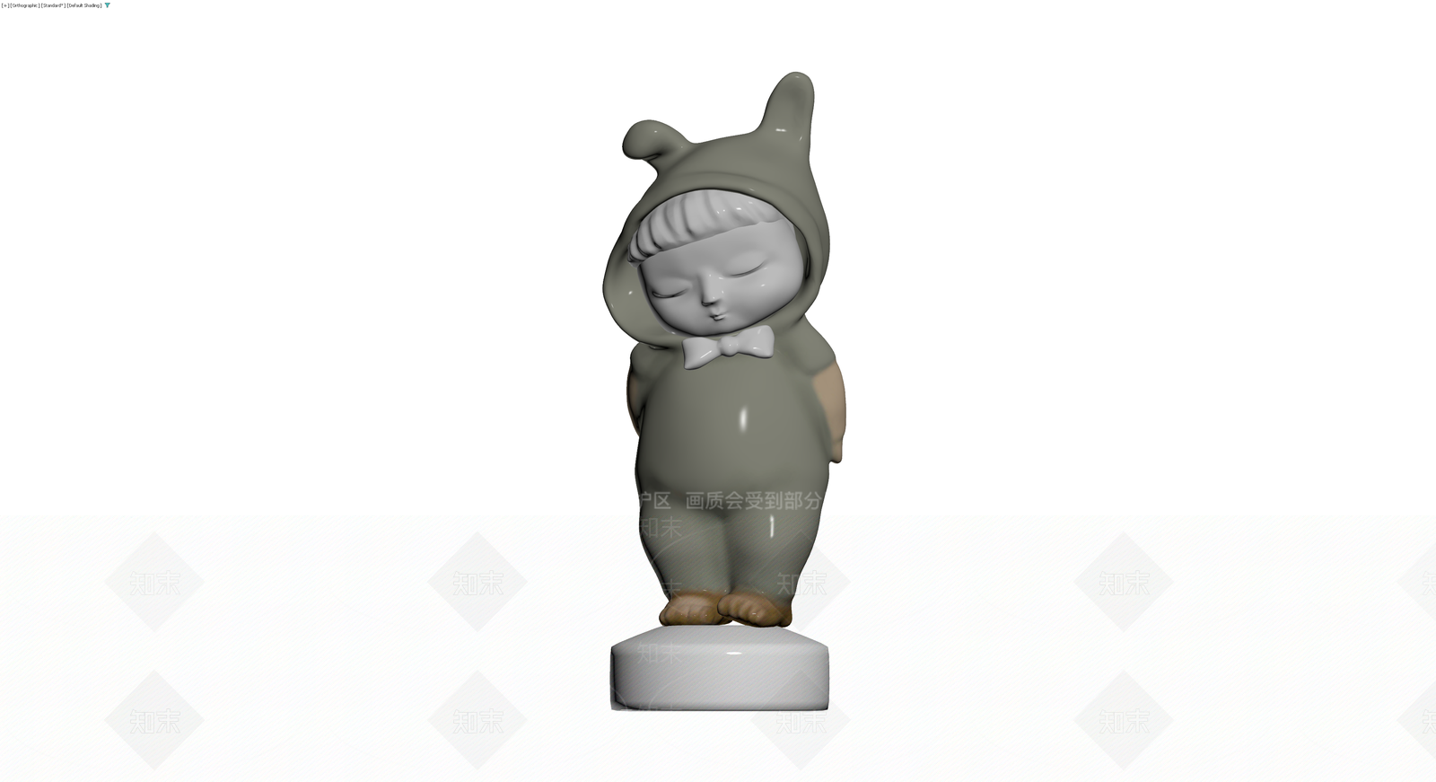 灰衣卡通人物雕塑3D模型下载【ID:1230431250】