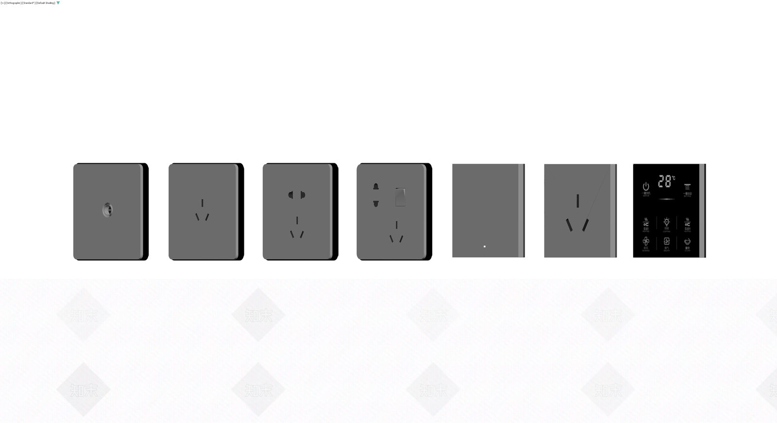 灰色面板开关插座组合3D模型下载【ID:1230433176】