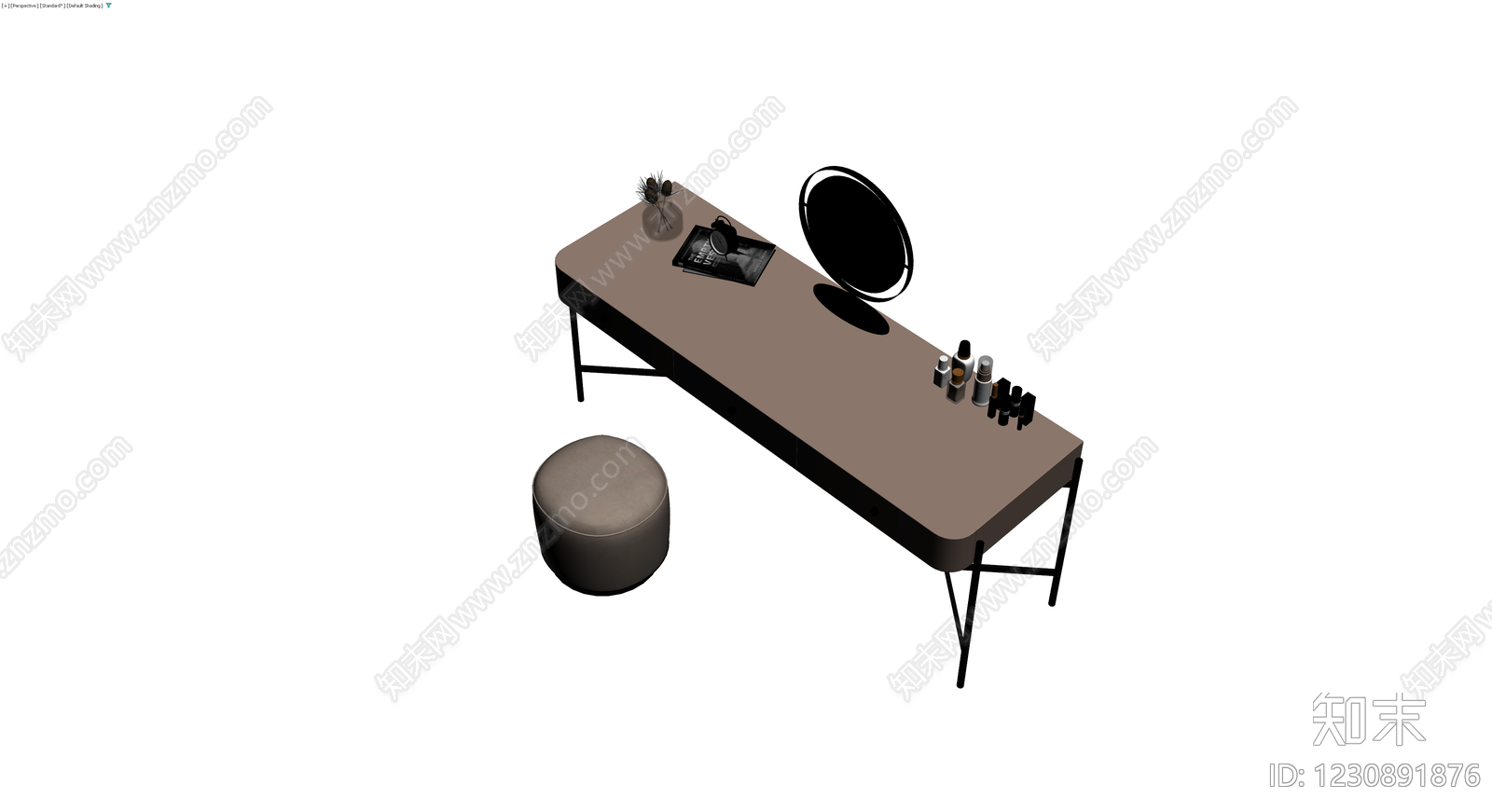 现代梳妆台带凳组合3D模型下载【ID:1230891876】