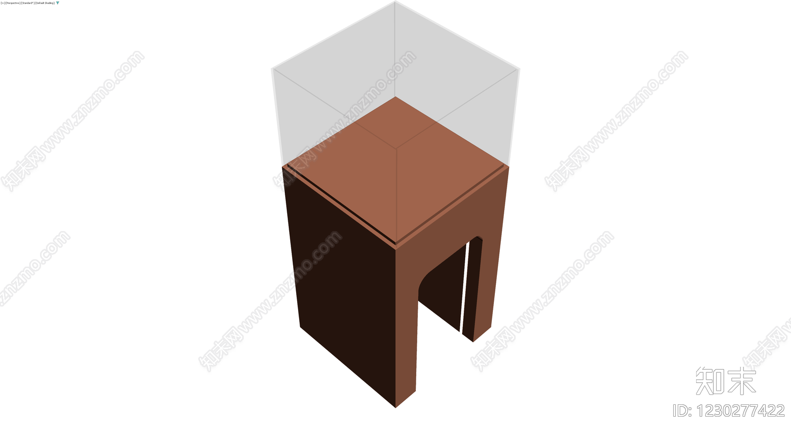 棕色方凳（带拱形镂空）3D模型下载【ID:1230277422】
