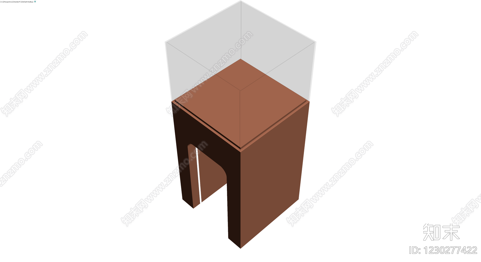 棕色方凳（带拱形镂空）3D模型下载【ID:1230277422】