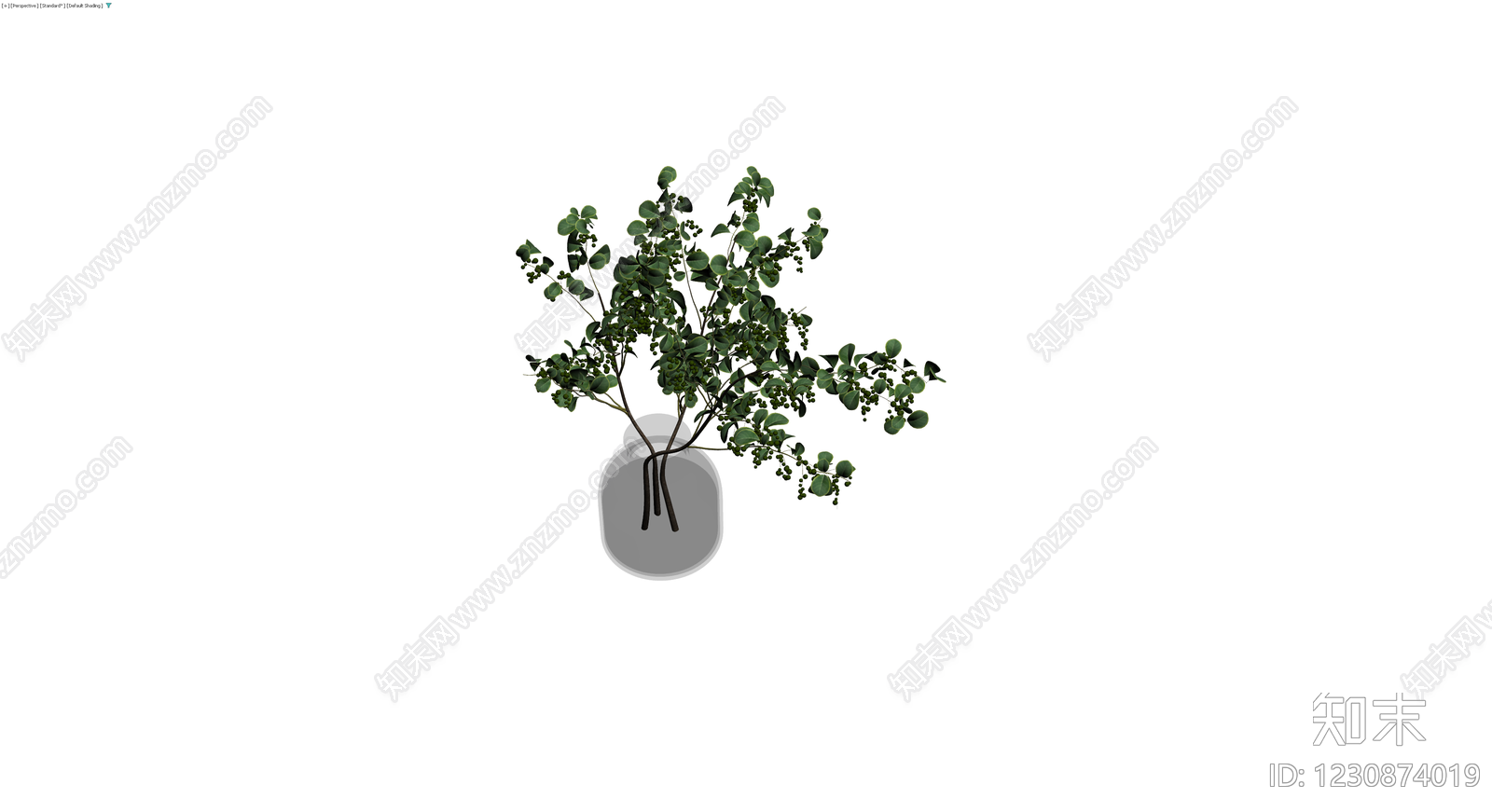 花瓶插枝绿植盆栽3D模型下载【ID:1230874019】