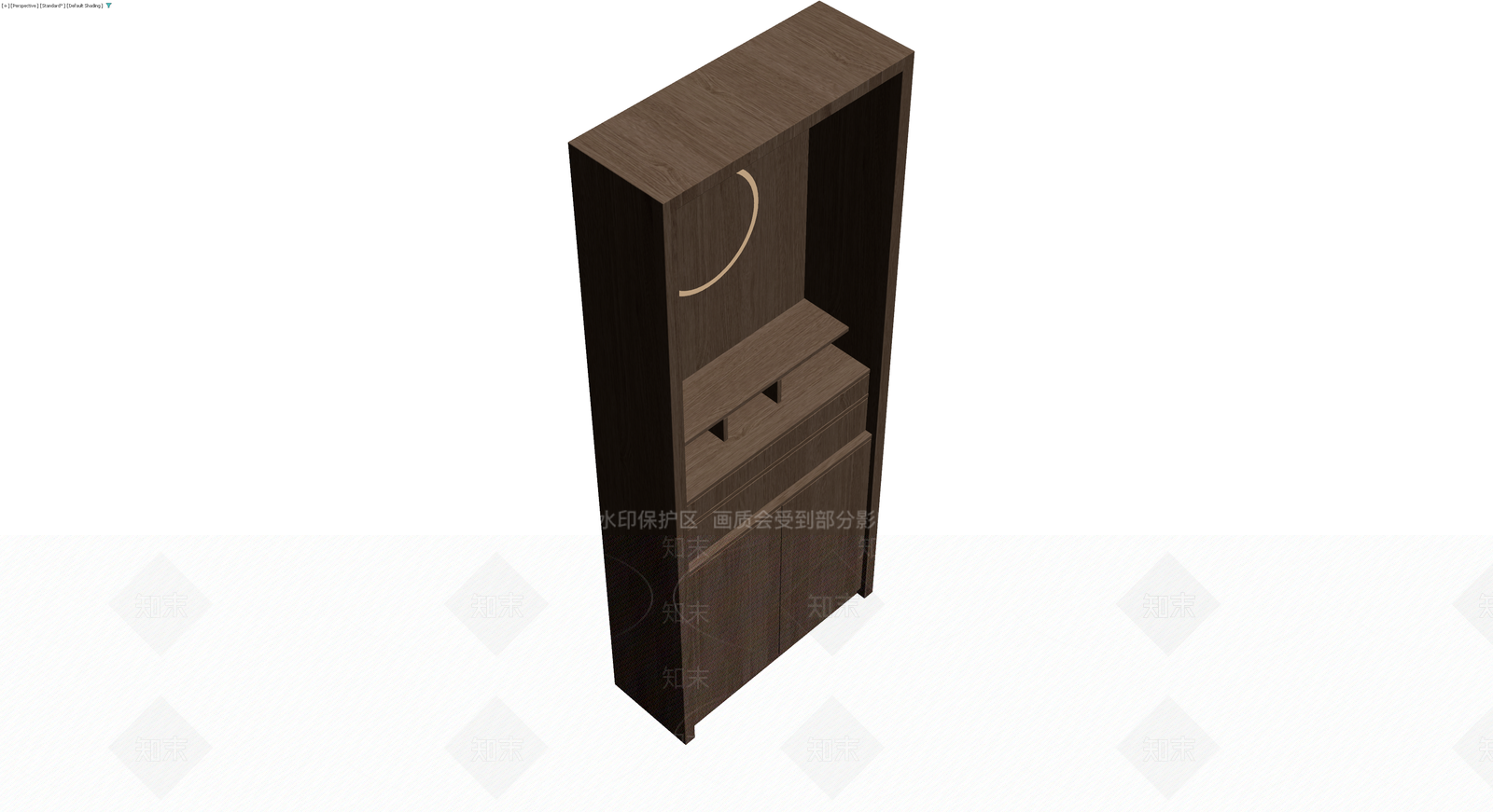 深色木纹收纳立柜3D模型下载【ID:1229936700】