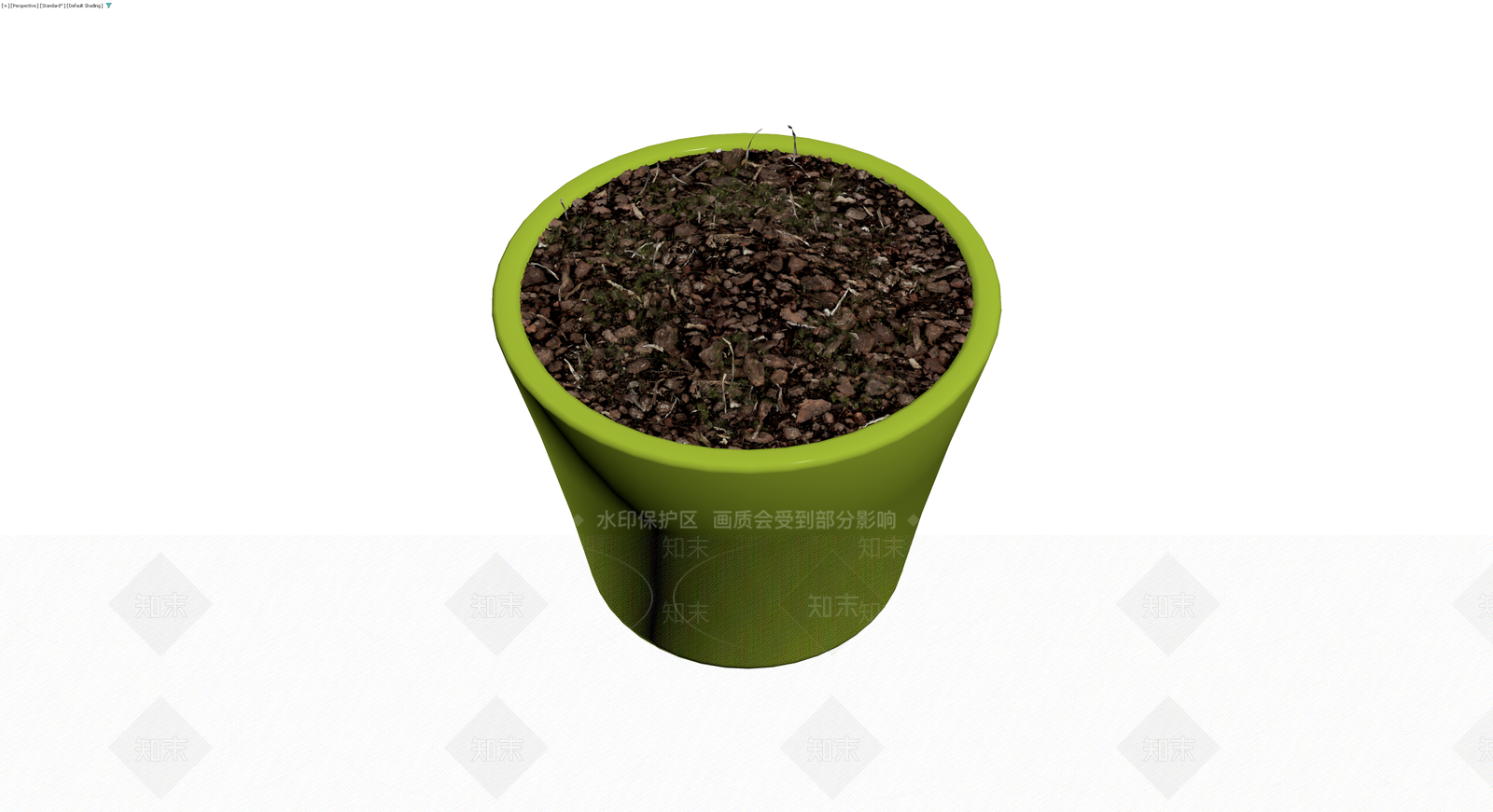 绿色方形花盆盆栽3D模型下载【ID:1229845663】
