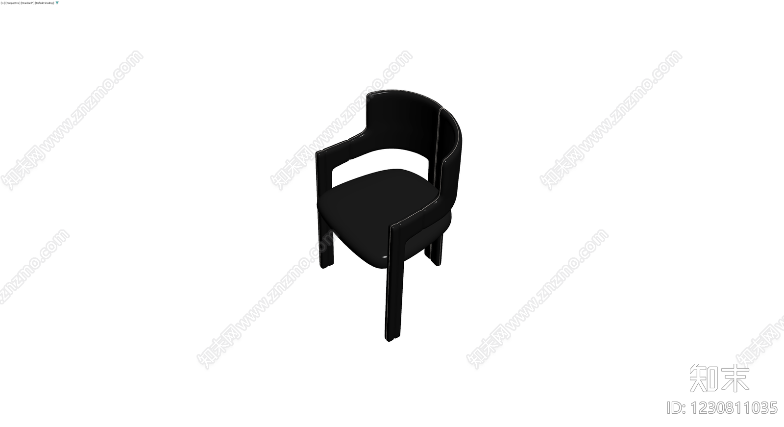 黑色皮革扶手椅3D模型下载【ID:1230811035】