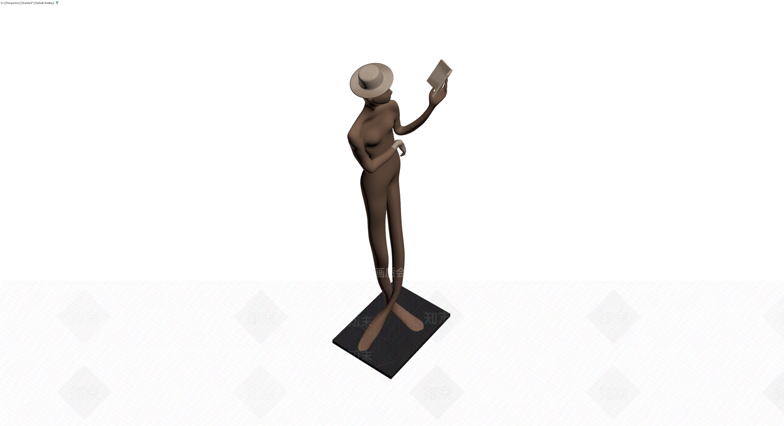 持书戴帽人物雕塑3D模型下载【ID:1229907596】