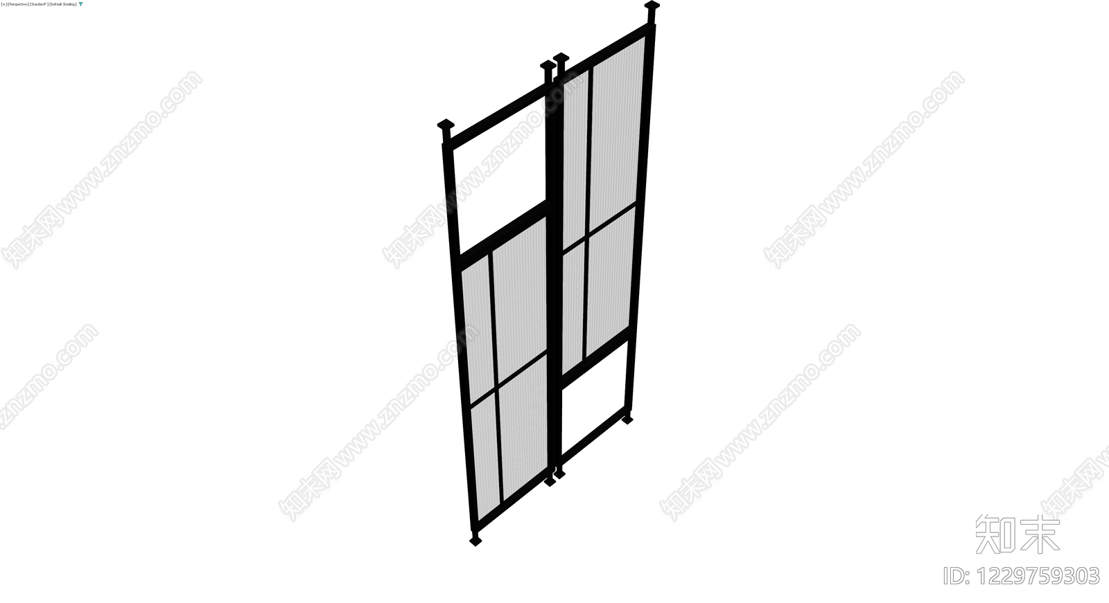 黑色金属框架隔断屏风3D模型下载【ID:1229759303】