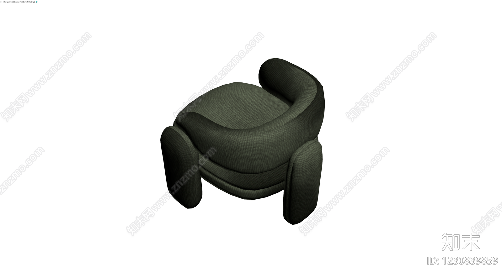 深绿色纹理单人沙发3D模型下载【ID:1230839859】