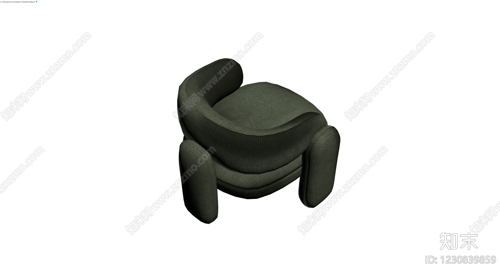 深绿色纹理单人沙发3D模型下载【ID:1230839859】