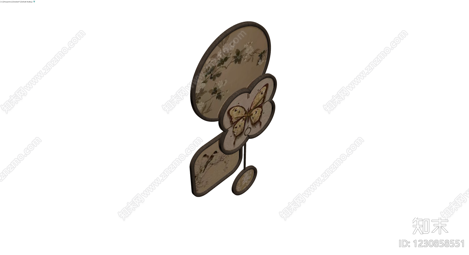 复古蝴蝶造型挂钟3D模型下载【ID:1230858551】