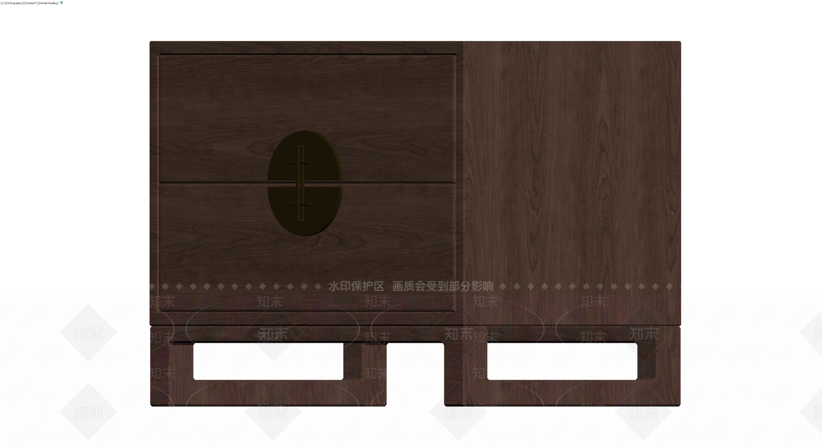 深色木纹中式床头柜3D模型下载【ID:1230375516】